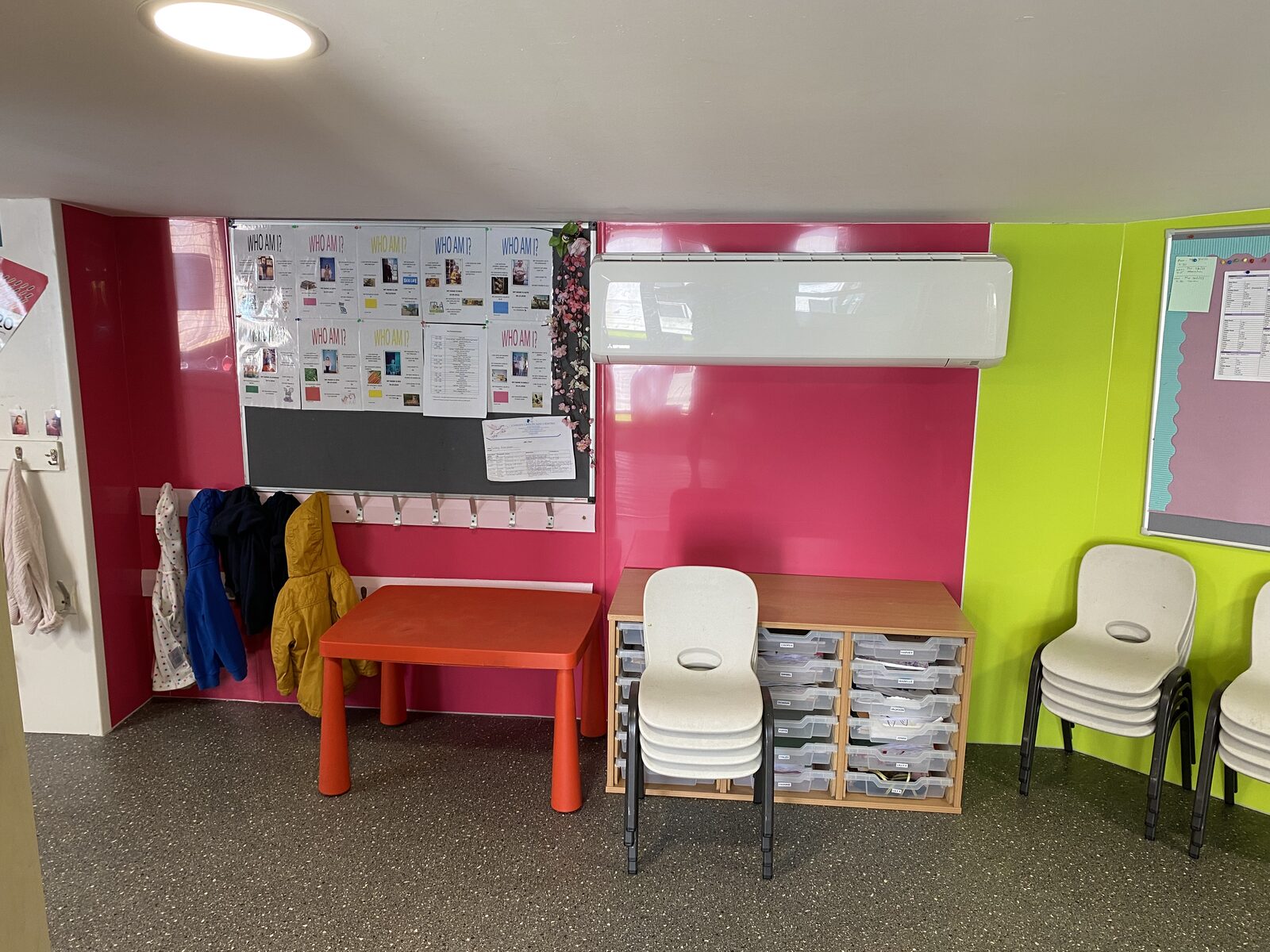 Children's cloakroom and coat pegs